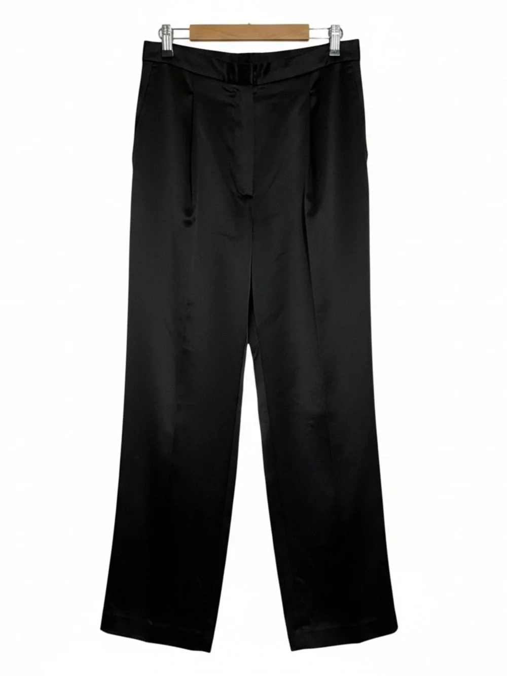 VTG 80s Flora Kung Silk Trousers Size 6 Black High Waisted Wide Leg Slacks EUC - Picture 3 of 4